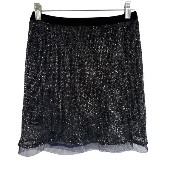 Free People Sequin Mesh Wild Child Mini Skirt Party Event Sparkle Disco Size 2 - Picture 3 of 9